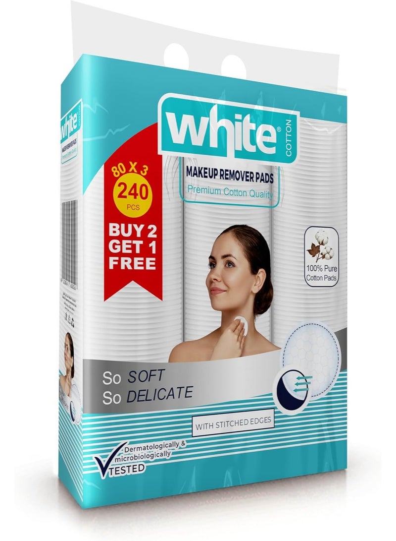 وايت عرض 3 قطع فوط مزيل مكياج قطن 80 قطعه دائريه اجمالي 240 وساده - Image 2